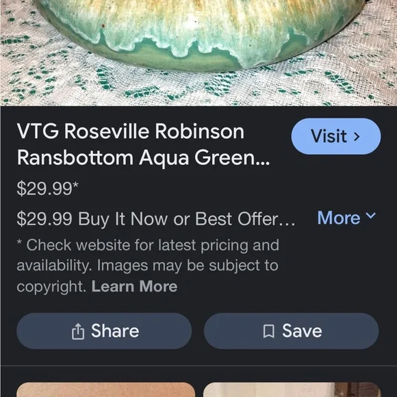 VTG round shallow planter by R. Ransbottom Pottery/Roseville OH-green drip glaze - Picture 10 of 11